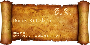 Benik Kilián névjegykártya